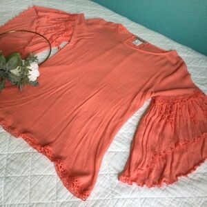 Paisley Vine Boho Flare Sleeve Shirt